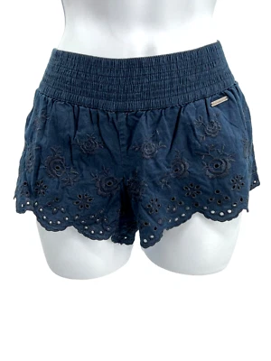 Abercrombie & Fitch Navy Floral Embroidery Scallop Eyelet Shorts Womens Sz Small - Image 1 of 4