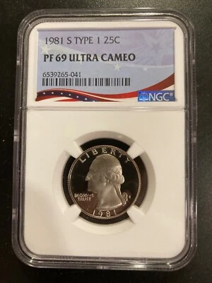 1981 S Type 1 NGC PF69 Quarter Dollar Proof T-1 PR69 Better Variety - Image 1 of 2