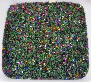 ss6 Hotfix lote color múltiples facetas vidrio cristal espalda plana 1,5 mm diamantes de imitación - Imagen 1 de 27
