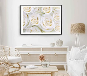 White Roses Print, Roses Wall Art, White Rose Framed Flower Wall Art, Floral - Bild 1 von 5