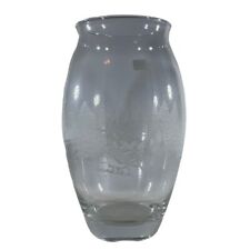 Avon Happy Holidays Vase 8.5" Luminarc Glass 1998 Vintage France Etched Sleigh