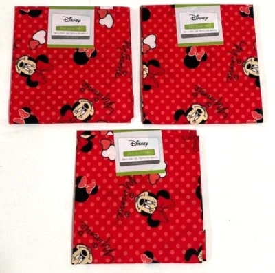 Disney It's All About Minnie 100% Cotton Fabric Fat Quarters 18" x 22" Lot of 3 - Image 1 of 4