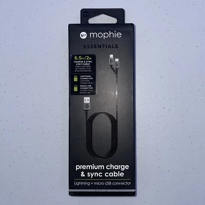 iPhone & Android charger-Mophie Essentials 6.5FT/2M 2-in-1 charge & sync - Image 1 of 4
