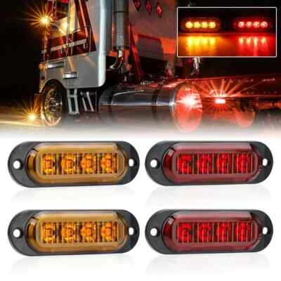 2x 4LED Side Marker Light Sign Indicator Tail Lamp For Van Truck trailer 12-24V - Image 1 of 4