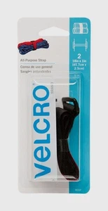 Velcro All Purpose Strap 90107 18"L x 1"W Black 2pk Adjustable Bundle Storage - Picture 1 of 1