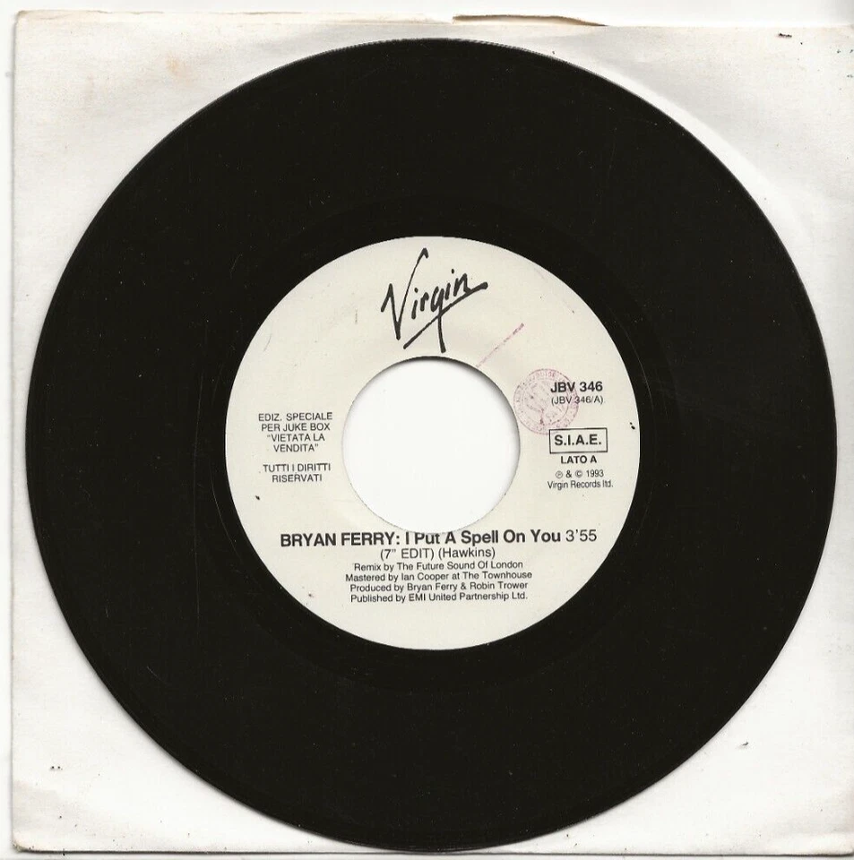 BRYAN FERRY ROXY MUSIC I PUT A SPELL ON YOU WHITE LABEL ITALY PROMO SINGLE - Image 1 of 1