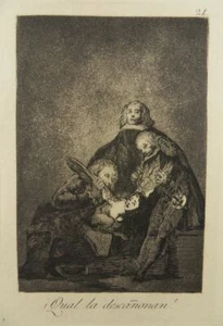 FRANCISCO DE GOYA RADIERUNG 21 LOS CAPRICHOS 5. Ausgabe Qual la descanonan 1797 - Picture 1 of 3