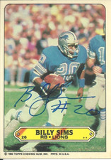 Billy Sims Oklahoma Heisman/ Detroit Lions Personally Autographed Sticker Card