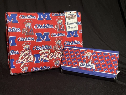 Ole Miss Rebels Purse and Wallet with Colonel Reb Cover