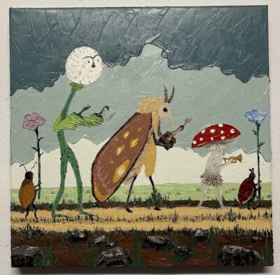 Expressionism Original Hand Painted Impasto Oil Painting 16x16 canvas signed - Image 1 of 4