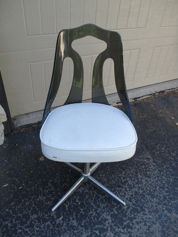SOVEREIGN FURNITURE Mid Century Modern Desk Dinette Swivel Chair Lucite & Metal Cover