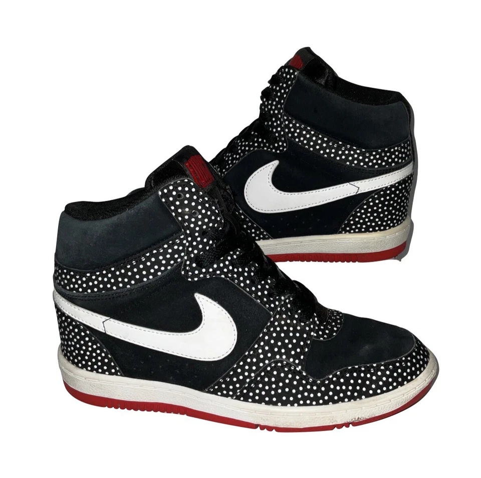 Nike Force Sky Zapatilla Deportiva Estampado Alto Lunares Para Mujer 705148-001 Tacón Cuña EE. UU. 8 Foto 1 de 4