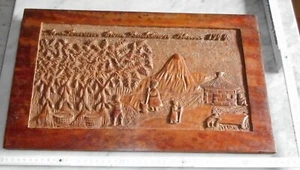 wand relief bild geschnitzt holz souvenir bush town africa 1944 top vintage deko - Picture 1 of 12