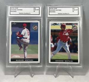 Shohei Ohtani Rookie Set Graded 10 Gem Mint 2018 Leaf #01 & #04 Angels RC - Picture 1 of 7