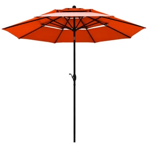 Topbuy Outdoor Auto-tilt Patio Market Umbrella W/ Double Vented Orange - Picture 1 of 4