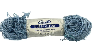 Bucilla Nubby-Glow Пряжа Синий хлопок с металликом 200 ярдов. 1 моток - Изображение 1 из 4