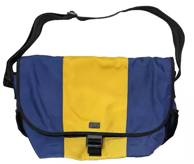 De Colección GAP Grande Bolso Bandolera para Laptop Azul Amarillo Nylon Años 90 Retro Bolso Mensajero Foto 1 de 4