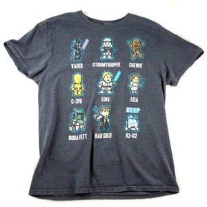 Star Wars: 8-bit pixel characters (Medium/M) 38/40 T-Shirt Gray Movie Graphic - Picture 1 of 3