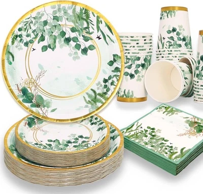 Decorações de festa verde sálvia, pratos e guardanapos verdes sálvia, pratos de chá de bebê  - Imagem 1 de 4