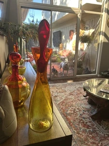 Vintage Blenko 564 Decanter by Wayne Husted. Tangerine. PLEASE READ - Picture 1 of 2