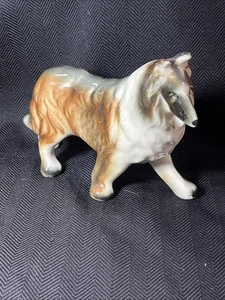 Pre Owned Vintage Glazed Lassie Collie Dog Figurine Made In Japan - Picture 1 of 13