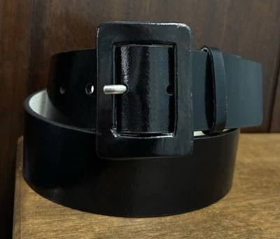 "Cinturón de cuero negro ancho Nine West 1-7/8"" talla M usado en excelente estado" Foto 1 de 4