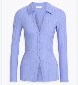 Johnathan Simkhai Hollis Compact Ron Jersey Button Up Top In Cornflower Gr. L Neu - Bild 1 von 8