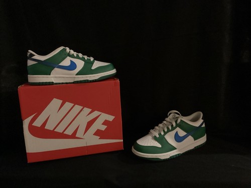 Sneakers Nike DUNK LOW GS BAMBINO TAGLIA 5Y MALACHITE E FOTO BLU NERO!