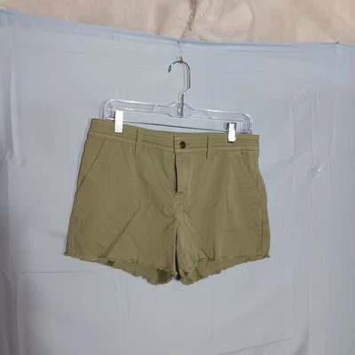 Shorts feminino PrAna 4" tamanho 8 bainha crua oliva algodão orgânico em excelente estado usado - Imagem 1 de 4