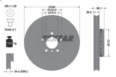 1X Brake disc TEXTAR 92253725 for BMW 5 (F10) 2 2010-2016 - Image 1 of 4