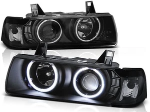 Paar Frontscheinwerfer für BMW E36 3er 1990-1999 S C T Angel Eyes Schwarz DE - Bild 1 von 16