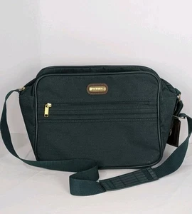 Vintage 90s Jaguar Travel Shoulder Bag Green Medium Duffle Carry On Overnight  - Picture 1 of 11