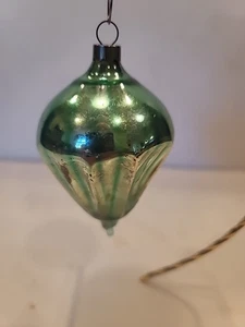 ORNAMENTO Santa Heim VERDE 3,75" vetro soffiato vintage pre 1946 USA tappo - Foto 1 di 4