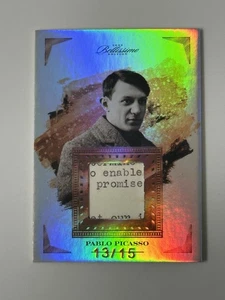 Tarjeta reliquia Bellissimo 2023 edición #72 Pablo Picasso oro rara número bajo/15 - Imagen 1 de 2