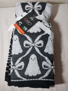 Caro Home Set of 3 Kitchen Towels 18'' x 28'' White Ghosts Bows Halloween Black - Picture 1 of 9