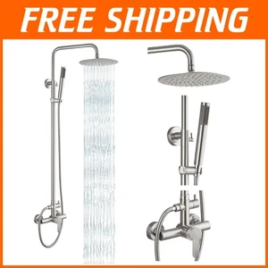 Dual Function Outdoor Shower Faucet: High Pressure Rain & Handheld Spray Combo - Picture 1 of 11