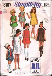 8167 Vintage Simplicity Sewing Pattern Girls 1960s Sleeveless Jiffy Dress 4 OOP - Picture 1 of 2