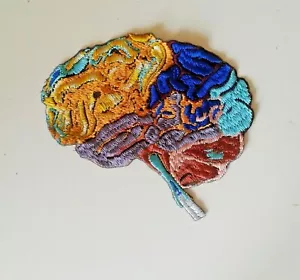Colored Human Brain Handmade Embroidered Patch - Picture 1 of 6