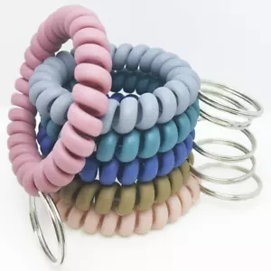 6PCS Stretchable Wrist Keychain Key Holder,Wristband Wristlet Keychain Spring Fl - Picture 1 of 6
