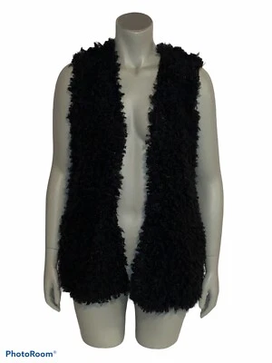 Vertigo Paris Black Eyelash Fuzzy Open VEST Women's Extra Small NWT - Image 1 of 4