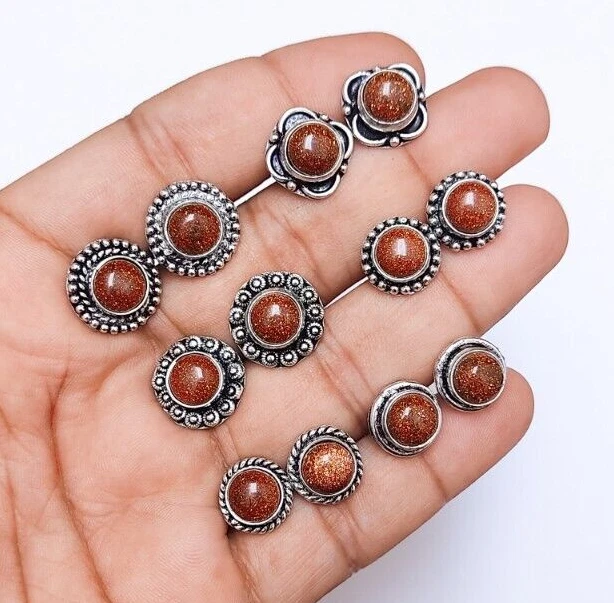 Lote de 92,5 pendientes chapados en plata hechos a mano al por mayor de piedras de oro joyas a granel  Foto 1 de 4