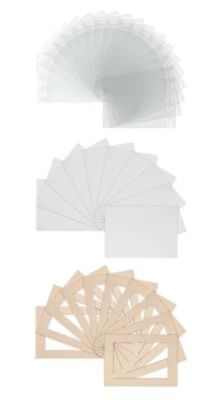 Kit de montaje de fotos y fotos + espaldas + bolsas transparentes - tamaño de marco blanco, marfil, negro