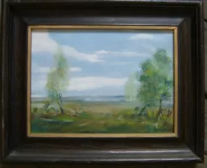 ::Gemälde, Landschaft, verso bez. Tomasz Gwiazdowski, dat.1990 weites Land Polen - Bild 1 von 5