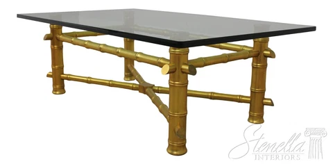57727EC: Decorator Gold Bamboo Form Glass Top Coffee Table Cover