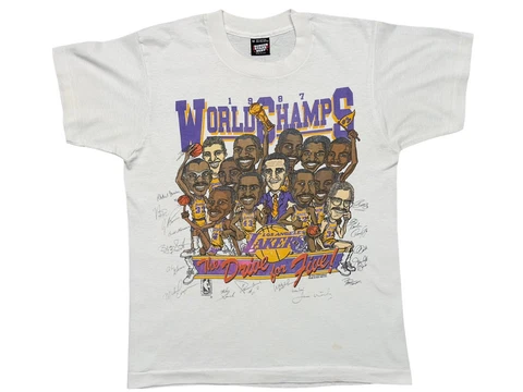 Vintage Los Angeles Lakers 1987 World Champs The Drive for Five T-Shirt Size M Cover