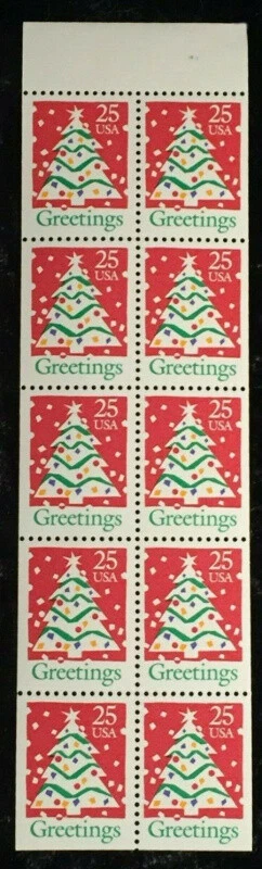 MALACK 2516a, 25c X - mas Tree,  Booklet Pane bp2516a - Image 1 of 1