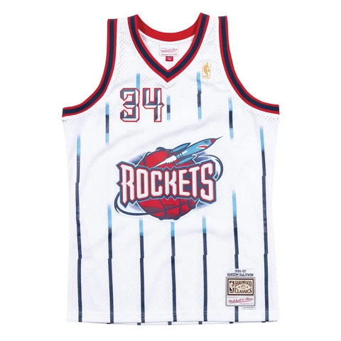 Hakeem Olajuwon Houston Rockets 1996-97 Mitchell & Ness Swingman Jersey- White Cover