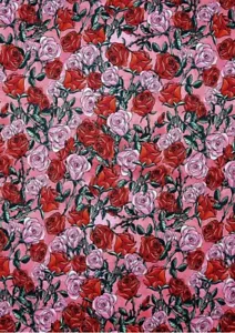 LINED WINDOW VALANCE CURTAIN 42 X 12 VALENTINE'S DAY ROSE ROSES ON PINK BOUQUET - Picture 1 of 4
