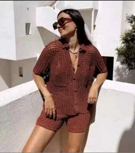 ZARA HÄKEL POLO PULLOVER - LIMITED EDITION GR. M WEINROT REF.0021/102 - Bild 1 von 6