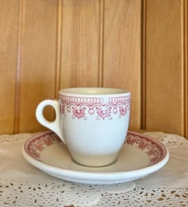 Vintage Jackson China Red Pattern Demitasse Cup Saucer Set Restaurant Teacup Ret - Picture 1 of 10